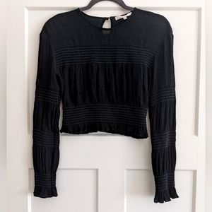 Wayf Tyler Smocked Crop Top with Long Sleeves Size Small